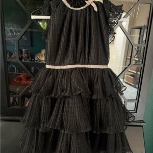 Janie & Jack Dot Tiered Tulle Dress Black Ruffled Wednesday Addams